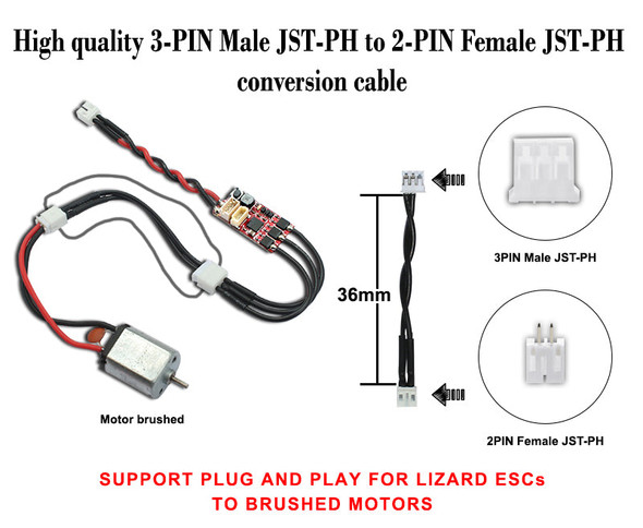 Furitek High Quality 3-PIN Male JST-PH To 2-PIN Female JST-PH Conversion Cable