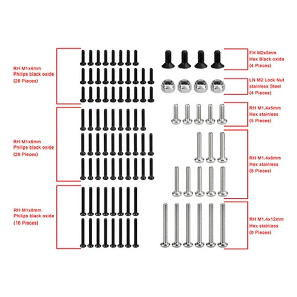Hot Racing SXTY14SS - Steel Hardware 100 Pieces for 1/30 Axial SCX30