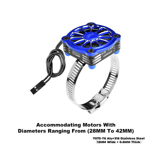 GPM Aluminum 40x40mm RC Cooling Fan Adjustable Blue for 28-42 Series Motor