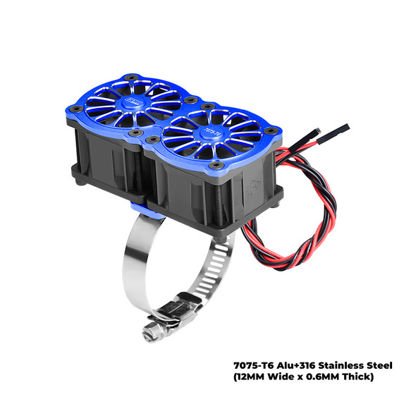 GPM Aluminum Dual 40x28mm RC Cooling Fan Adjustable Blue for 40-56 Series Motor