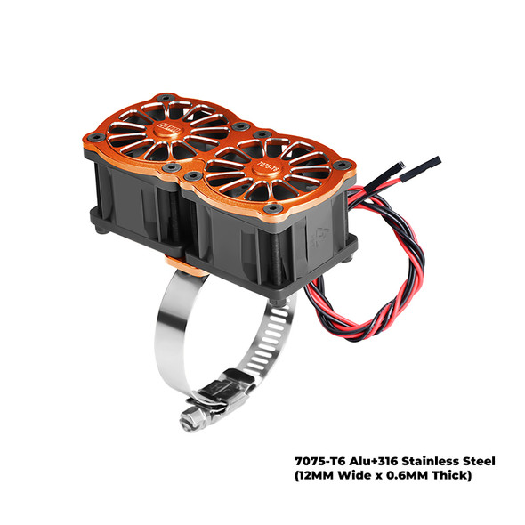 GPM Aluminum Dual 40x28mm RC Cooling Fan Adjustable Orange for 40-56 Series Motor