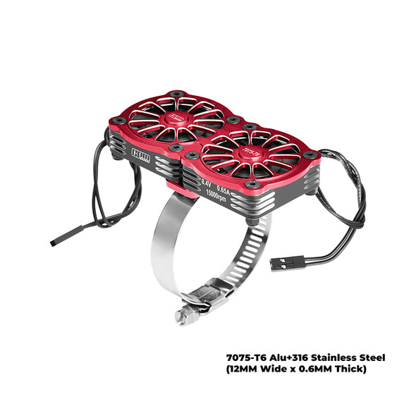 GPM Aluminum Dual 40x40mm RC Cooling Fan Adjustable Red for 40-56 Series Motor