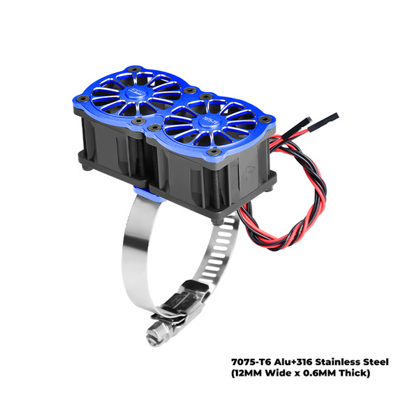 GPM Aluminum Dual 40x28mm RC Cooling Fan Adjustable Blue for 56-70 Series Motor