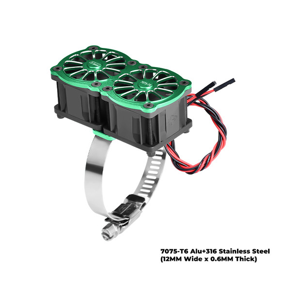 GPM Aluminum Dual 40x28mm RC Cooling Fan Adjustable Green for 56-70 Series Motor