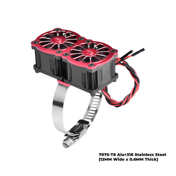 GPM Aluminum Dual 40x28mm RC Cooling Fan Adjustable Red for 56-70 Series Motor
