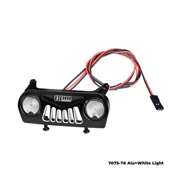 GPM Aluminum Front Bumper Black w/LED White Light for Vanquish 1/10 H10 Optic