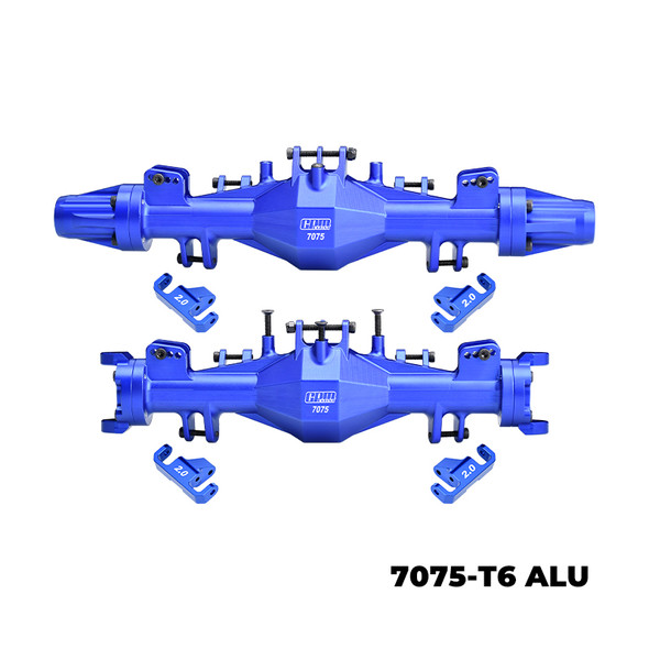 GPM Alum 7075-T6 Alloy Quick Release F&R Axle Housing Set Blue for Losi 1:8 LMT