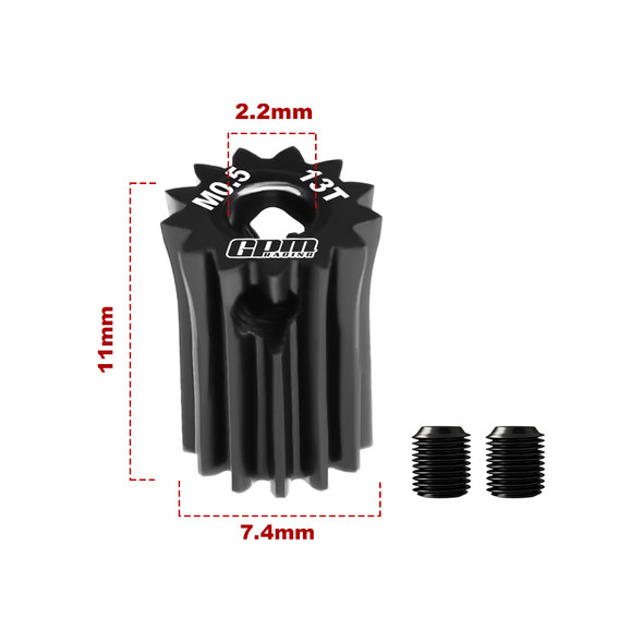 GPM 40Cr Steel Motor Gear 13T (Module: 0.5mm, Motor Tooth Diameter: 2.2mm)
