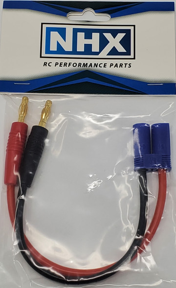 NHX RC EC5 Male Charger Cable w/ 4.0mm Banana Connector Adapter 12 AWG 6" Wire
