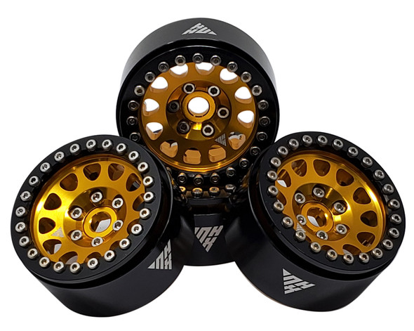 NHX RC 1.9" Aluminum Beadlock Crawler Wheels Rims - Gold / Black 4pcs/set