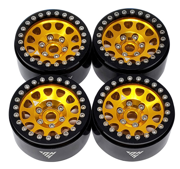 NHX RC 1.9" Aluminum Beadlock Crawler Wheels Rims - Gold / Black 4pcs/set
