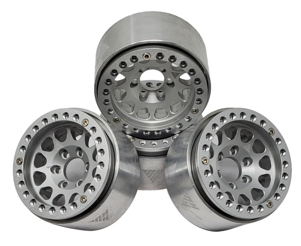 NHX RC 1.9" Aluminum Beadlock Crawler Wheels Rims M105 Silver 4pcs