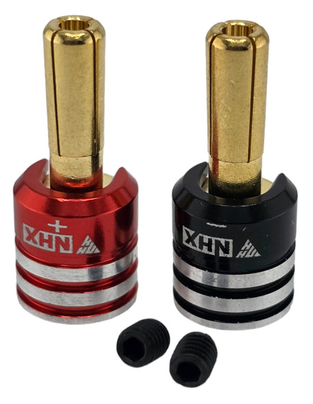 NHX RC Heatsink Bullet Plug Grips w/4.0mm Bullets (Black/Red) for Battery Charge Connector