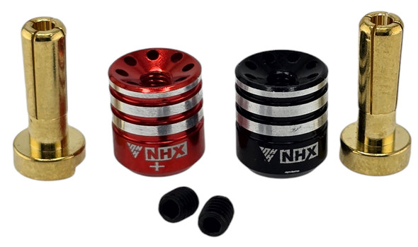 NHX RC Heatsink Bullet Plug Grips w/4.0mm Bullets (Black/Red) for Battery Charge Connector
