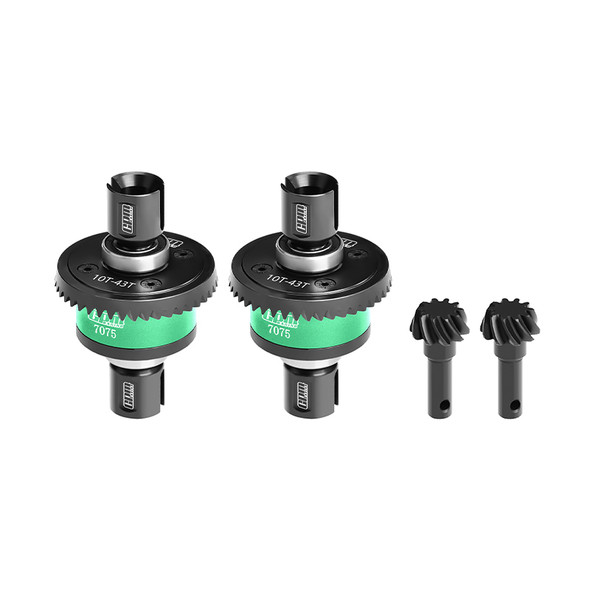 GPM Front & Rear Complete Differential 10/43T Green for Traxxas 1/8 4WD Sledge