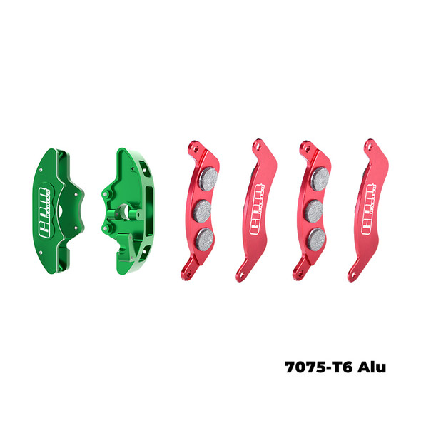 GPM Alum Front Brake Calipers & Brake Pads (Left & Right) Green for 1/6 Sand Car