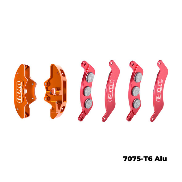 GPM Alum Front Brake Calipers & Brake Pads (Left & Right) Orange for 1/6 Sand Car