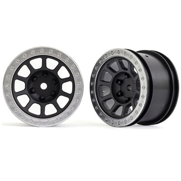 Traxxas 2480 2.2" Graphite Gray & Satin Chrome Beadlock Rear Wheels (2) : Bandit