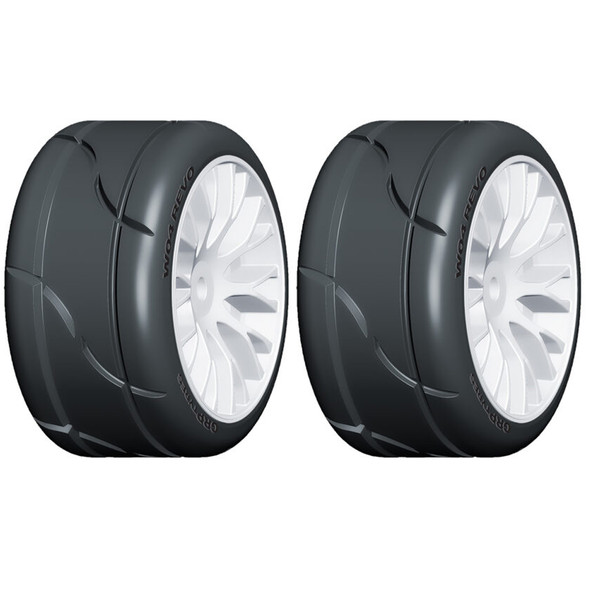 GRP GWH04-XM2 1:5 TC – W04 REVO – XM2 Medium Tires Mounted on White Rim (2)
