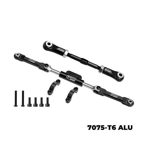 GPM Alum Servo Link & Front Steering Link Set Black for Vanquish 1/10 H10 Optic Yokohama