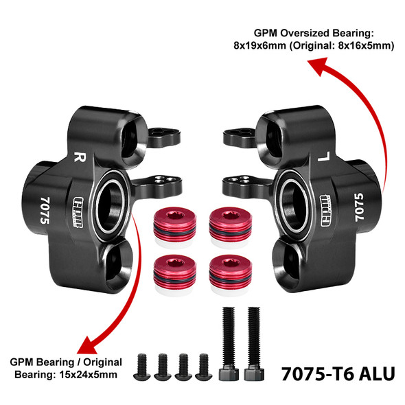 GPM 7075-T6 Aluminum Front Steering Block Black for ARRMA 1/8 Kraton 6S EXB