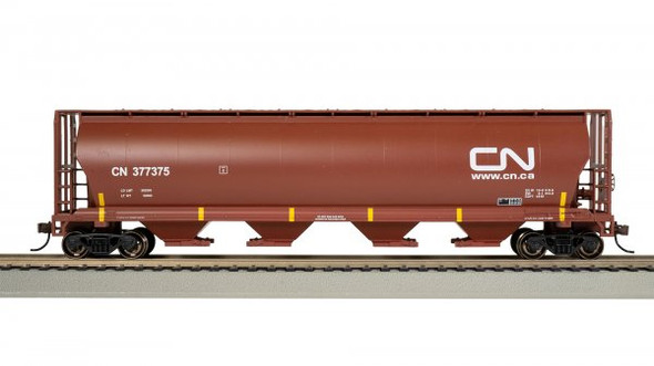 Bachmann 19103 Canadian 4 Bay Cylindrical Grain Hopper - CN #377375 (Oxide Red) HO Scale