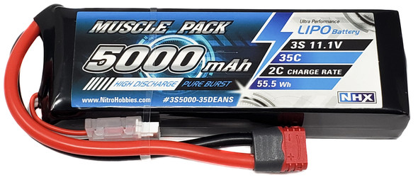 NHX Muscle Pack 3S 11.1V 5000mAh 35C Lipo Battery w/ DEANS Connector