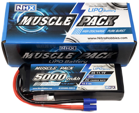 NHX Muscle Pack 3S 11.1V 5000mAh 35C Lipo Battery w/ EC3 Connector