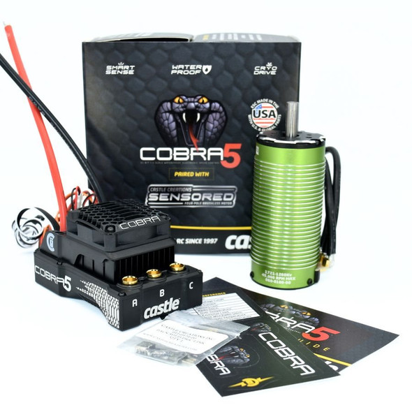 Castle Creations Cobra 5 ESC 8S Max 33.6V, 20A Peak BEC w/ 1721-1260kv Sensored Motor 010-0179-03