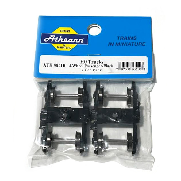 Athearn HO Truck, 4-Wheel Passenger/Black 36" Metal Wheels (2) ATH90410