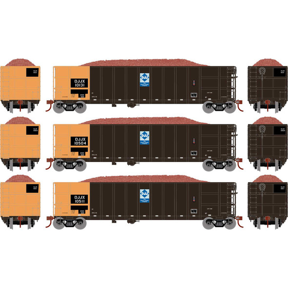 Athearn ATH3874 Thrall High-Side Gondola w/ Load - DJJX #1 (3-Pack) N Scale