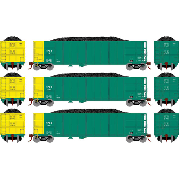 Athearn ATH3888 Thrall High-Side Gondola w/ Load - FPPX #3 (3-Pack) N Scale