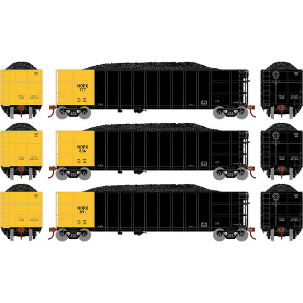Athearn ATH3891 Thrall High-Side Gondola w/ Load - NORX #3 (3-Pack) N Scale