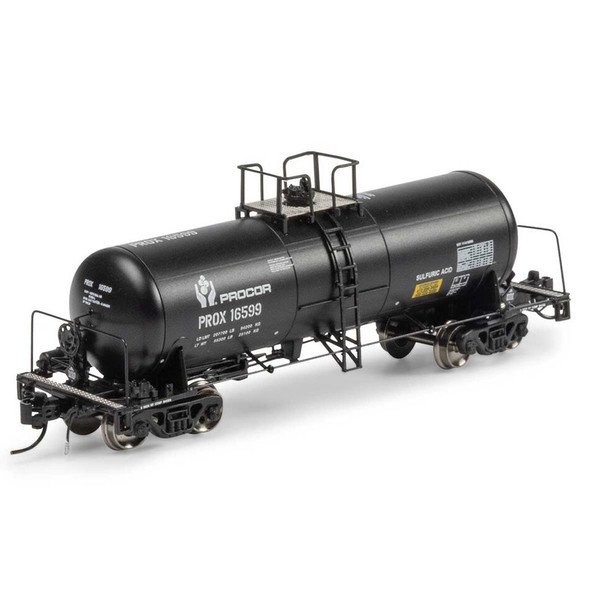 Athearn ATHGN15319 13,600-Gallon Acid Tank - Procor PROX, Black #16599 N Scale