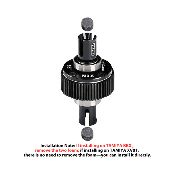 GPM 40Cr Steel 52T Rear Complete Differential for Tamiya 1/10 BBX BB-01