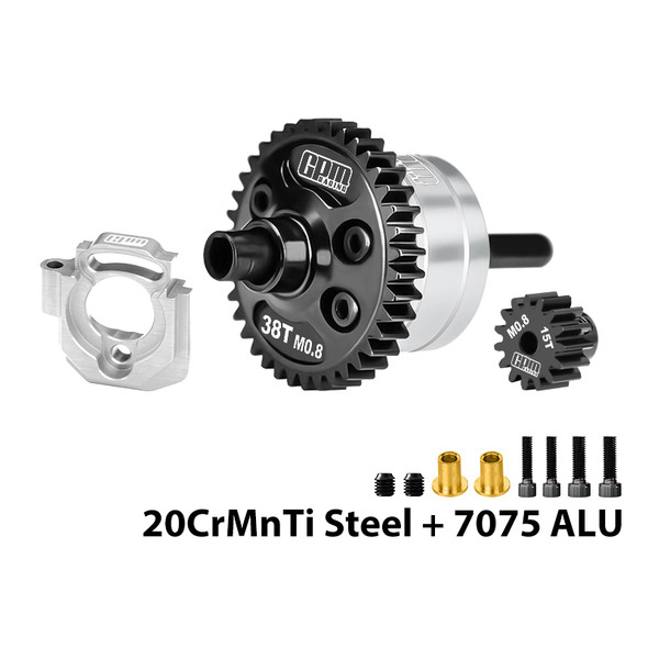 GPM Center Diff 38T 0.8 Mod & Motor Plate & Pinion Gear 15T Silver for 1/16 Mini Kraton 3S