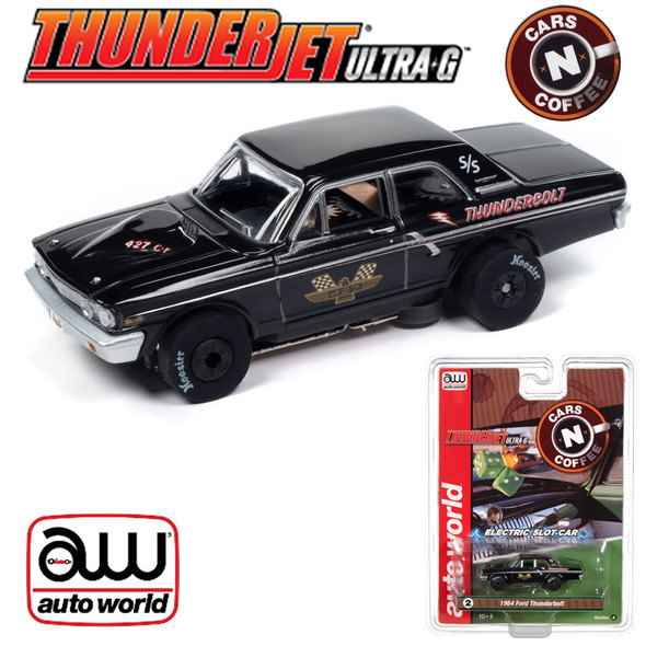 Auto World Thunderjet 1964 Ford Thunderbolt - Gloss Black w/ 427 Graphics HO Slot Car