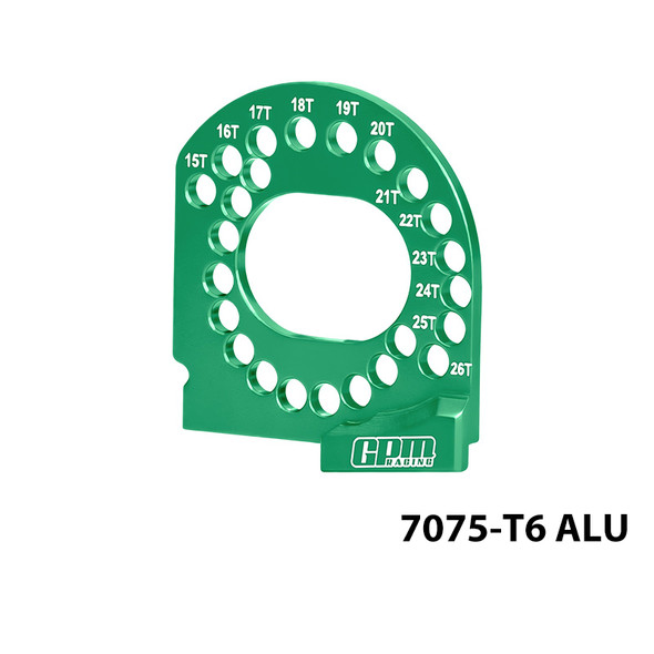 GPM Aluminum Motor Plate 15T-26T Green for Traxxas Mini XRT / Maxx / Slash / Rally