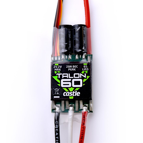 Castle Creations Talon 60 6S / 25.2V 60AMP ESC Heavy Duty w/ 20 AMP BEC