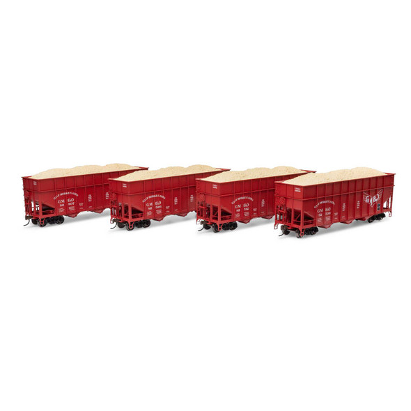 Athearn ATH-1290 40' Wood Chip Hopper w/ Load (4) - Gulf Mobile & Ohio HO Scale