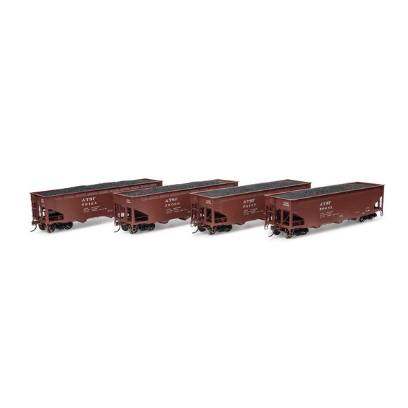 Athearn ATH33079 40' Offset Coal Hopper w/ Load (4) - Santa Fe #2 HO Scale