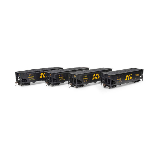 Athearn ATH33090 40' Offset Coal Hopper w/ Load (4) - Seaboard Coast Line #1 HO Scale
