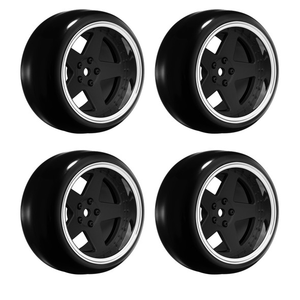 Louise R/C LNHA560T 1/10 Drift Tires w/ 5 Spoke Matte Black Wheels (4Pcs)