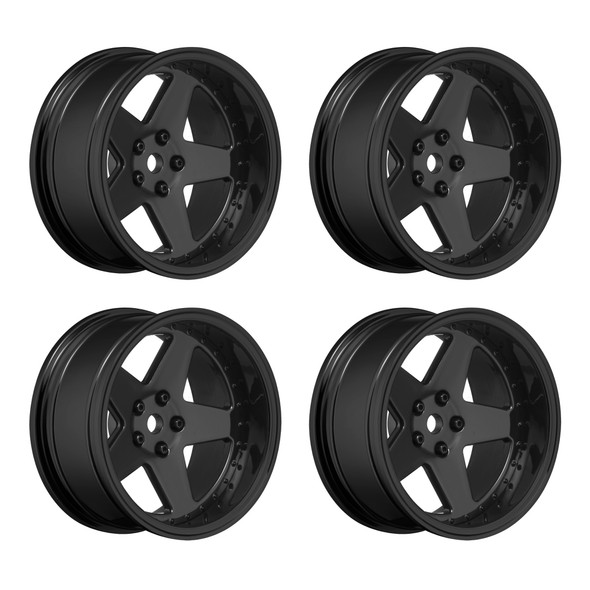 Louise R/C LNHA566 1/10 Drift Changeable 14 Spoke Gloss Black Wheels Set (4Pcs)