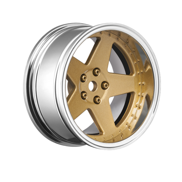 Louise R/C LNHA567T 1/10 Drift Tires w/ 5 Spoke Gold Chrome Wheels (4Pcs)