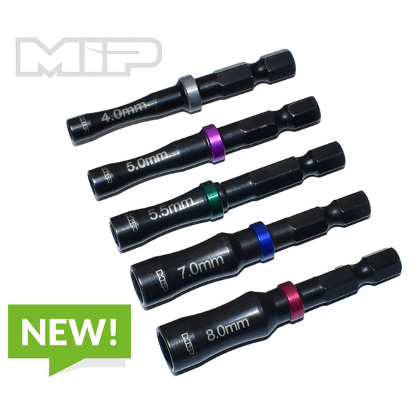 MIP 9615 4.0mm, 5.0mm, 5.5mm, 7.0mm & 8.0mm Nut Driver Speed Tip Bundle