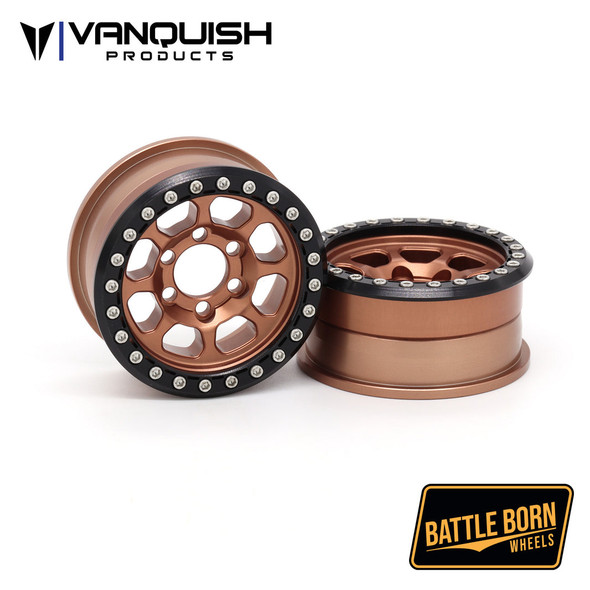 Vanquish VPS08232 1.9 Aluminum Battle Born Beadlock Wheels Delta (2) - Bronze