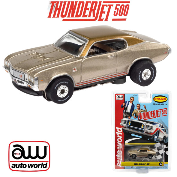 Auto World Thunderjet 1972 Buick GS Version B Tan Metallic HO Scale Slot Car
