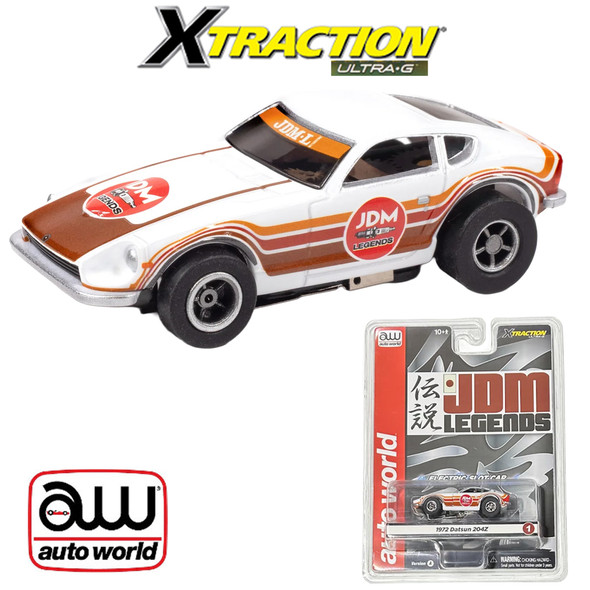 Auto World Xtraction 1972 Datsun 240Z JDM Legends Version A White w/Red Orange & Brown HO Slot Car
