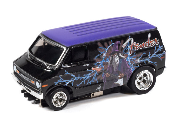 Auto World 4Gear 1973 Dodge Van Fender Version A Black & Purple w/Wizard Graphics HO Slot Car